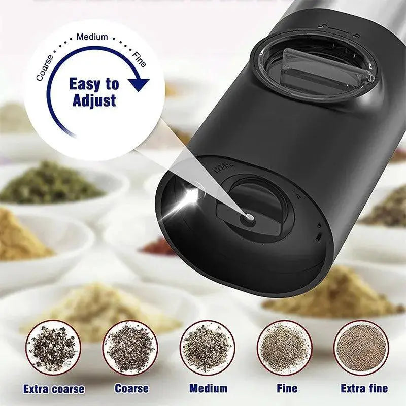Electric Salt And Pepper Grinder Set USB Rechargeable LED