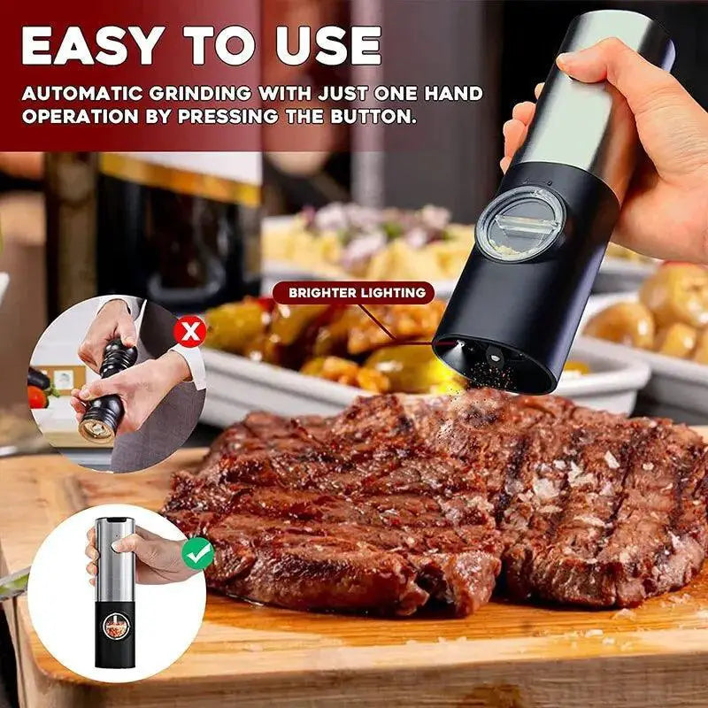 Electric Salt And Pepper Grinder Set USB Rechargeable LED