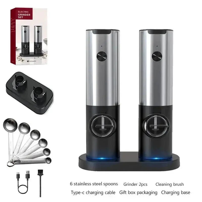 Electric Salt And Pepper Grinder Set USB Rechargeable LED