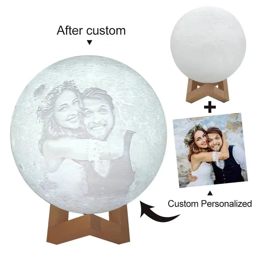 Personalized 3D Printed Moon Lamp With Photo Night Light
