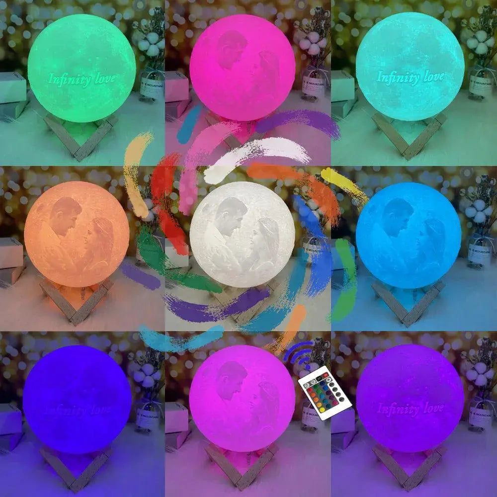 Personalized 3D Printed Moon Lamp With Photo Night Light
