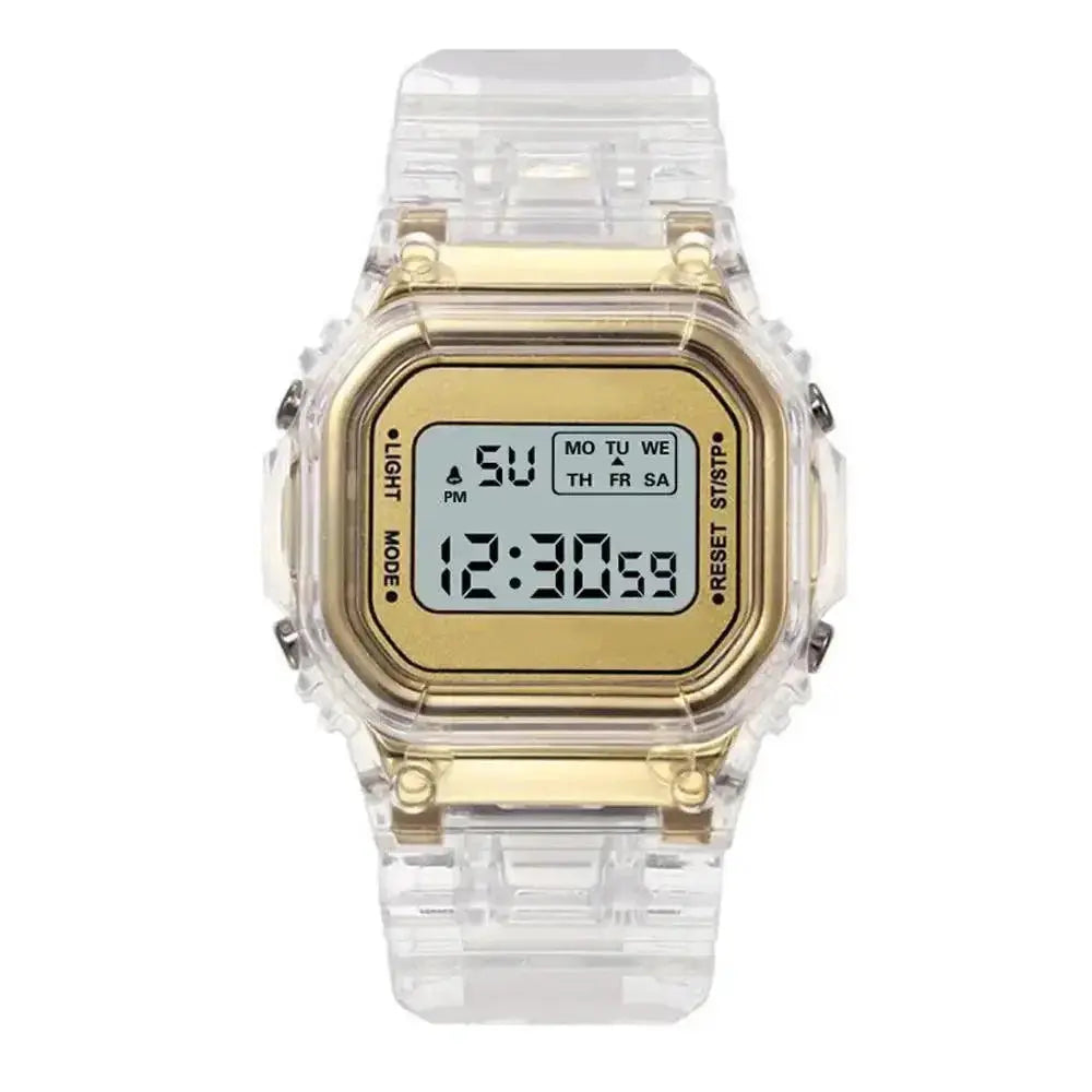 Gold Transparent Digital Sport Watch for Active Lifestyles