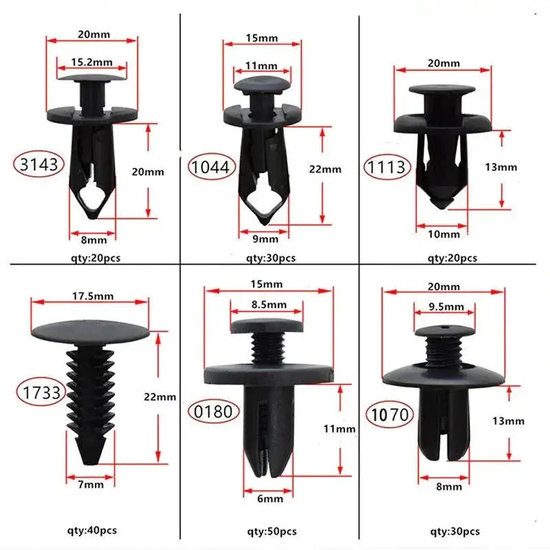 Car Retainer Clips Kit Universal Plastic Fasteners 190 Piece