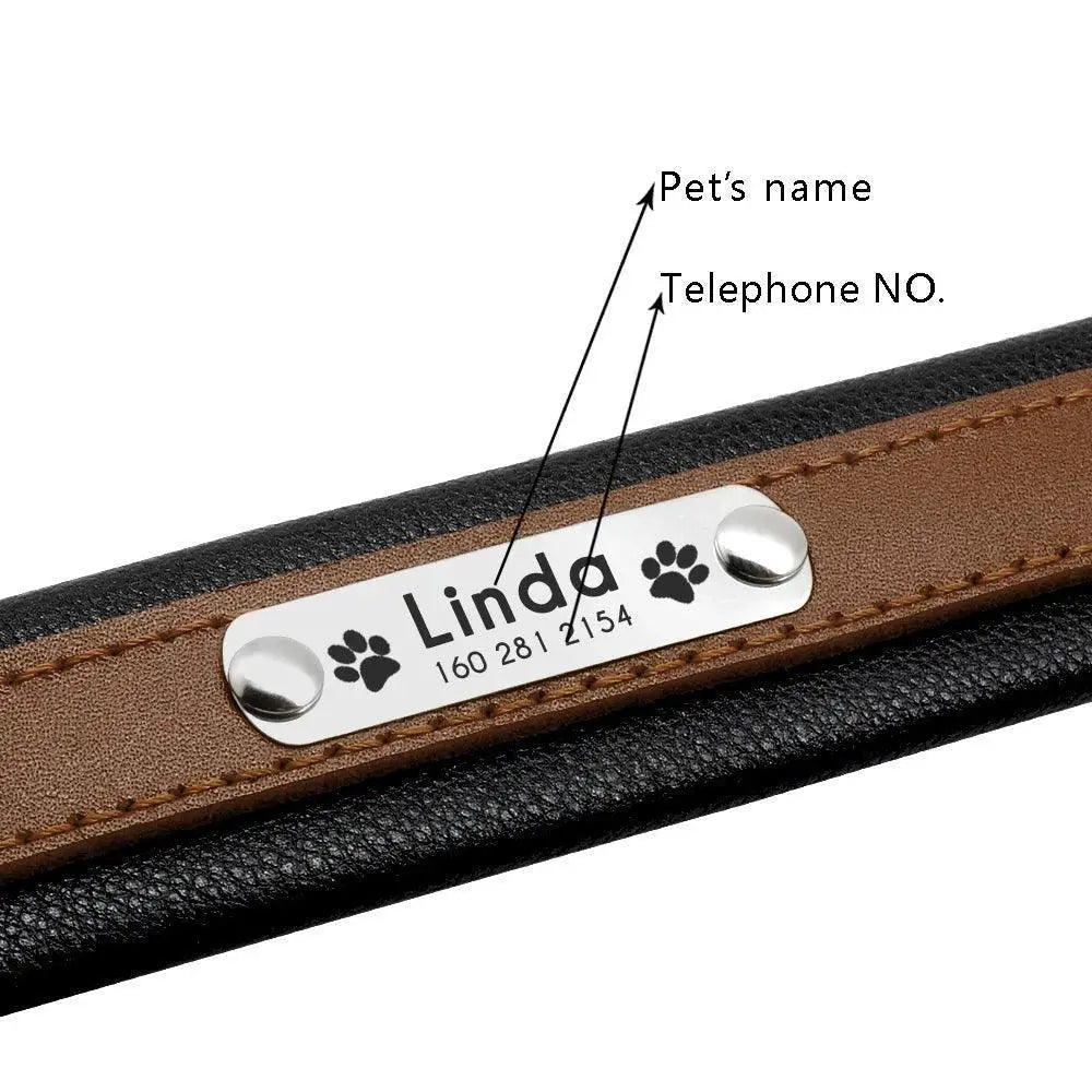 Luxury Personalized Leather Dog Collar For Large Breeds
