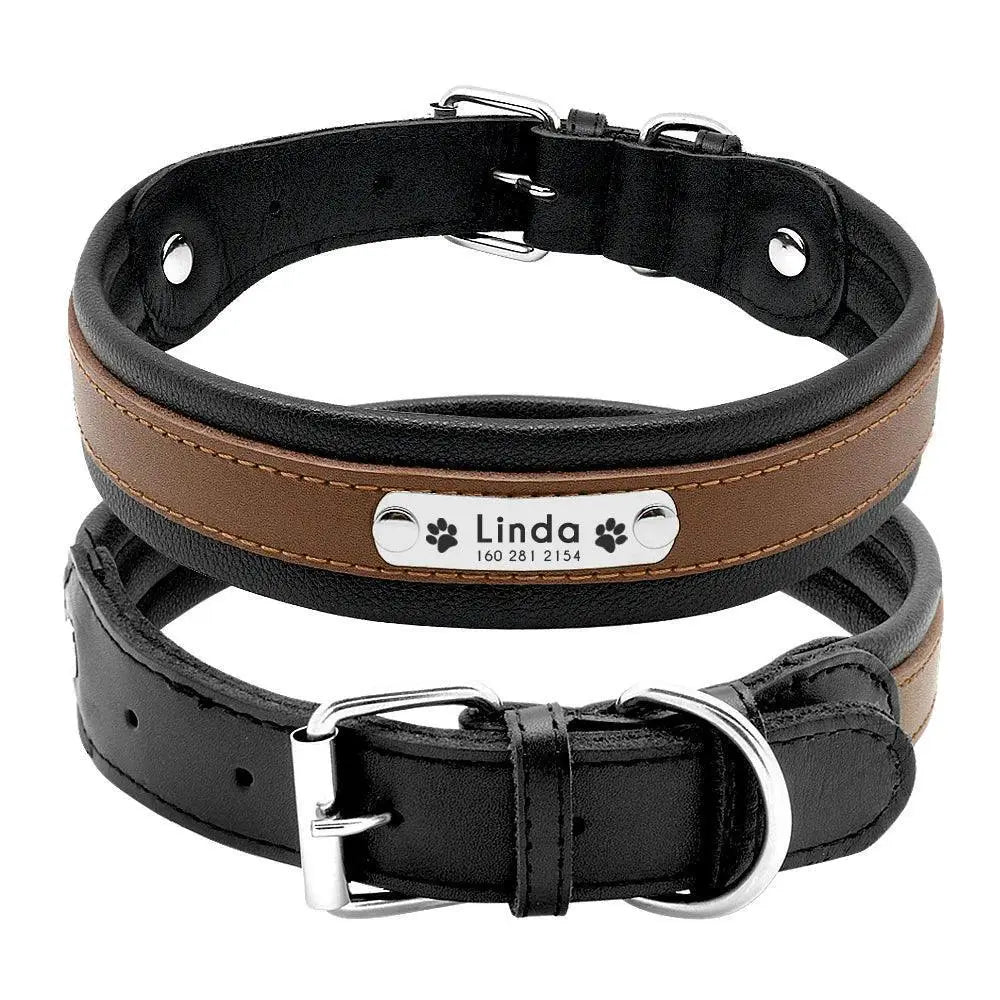 Luxury Personalized Leather Dog Collar For Large Breeds