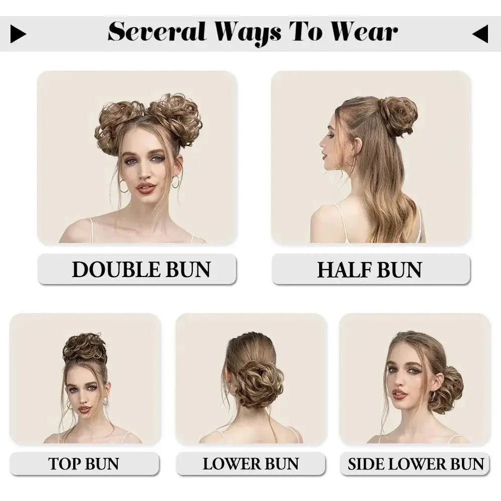 Synthetic Curly Hair Bun Extensions For Instant Updo Style