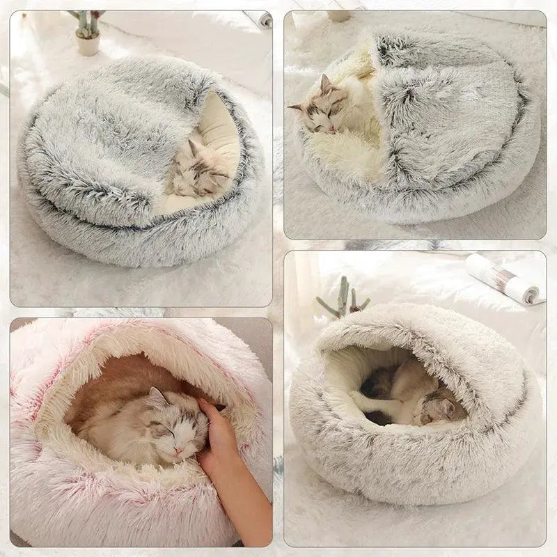 Winter Plush Pet Bed for Cats and Small Dogs Cozy Kennel