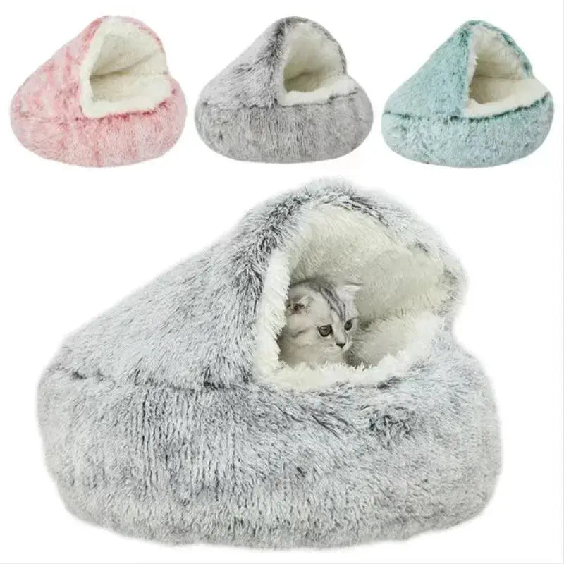 Winter Plush Pet Bed for Cats and Small Dogs Cozy Kennel