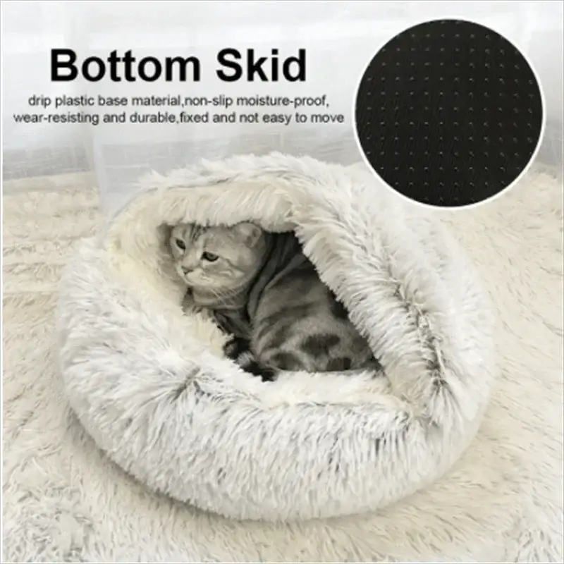 Winter Plush Pet Bed for Cats and Small Dogs Cozy Kennel