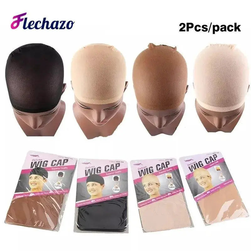 Secure Long Hair Wigs Cap Set In Beige And Black For Comfort
