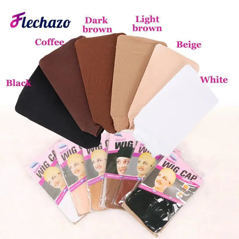 Secure Long Hair Wigs Cap Set In Beige And Black For Comfort