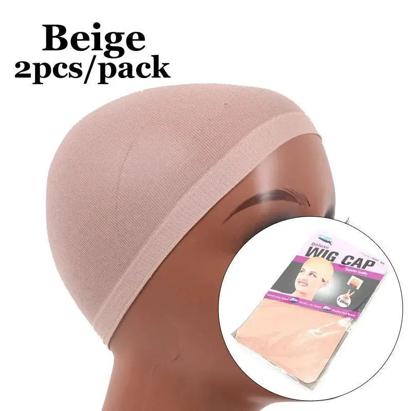 Secure Long Hair Wigs Cap Set In Beige And Black For Comfort
