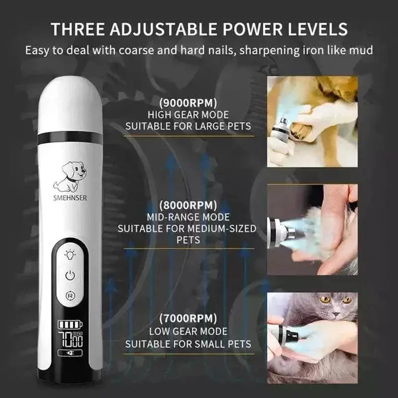LED Electric Pet Nail Grinder for Dogs and Cats USB Trimmer