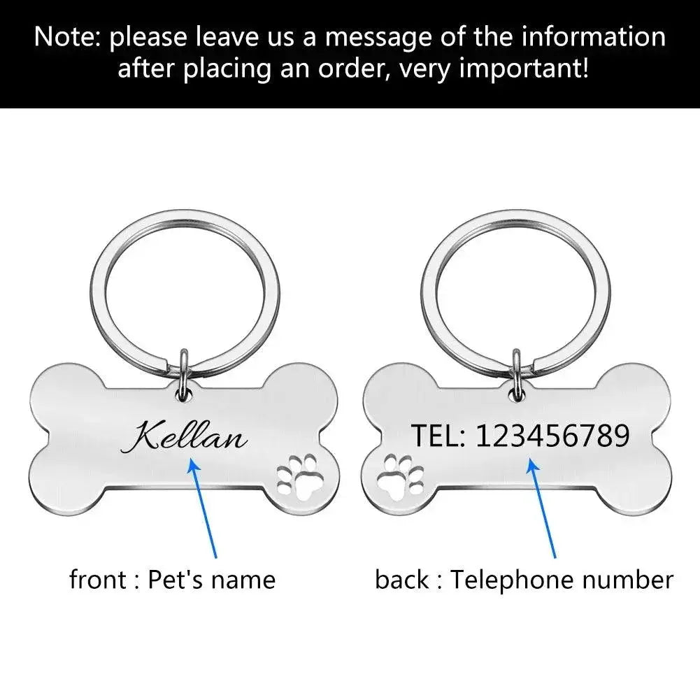 Engraved Pet ID Keychain For Cats And Dogs Personalized Bone - OurLum.com