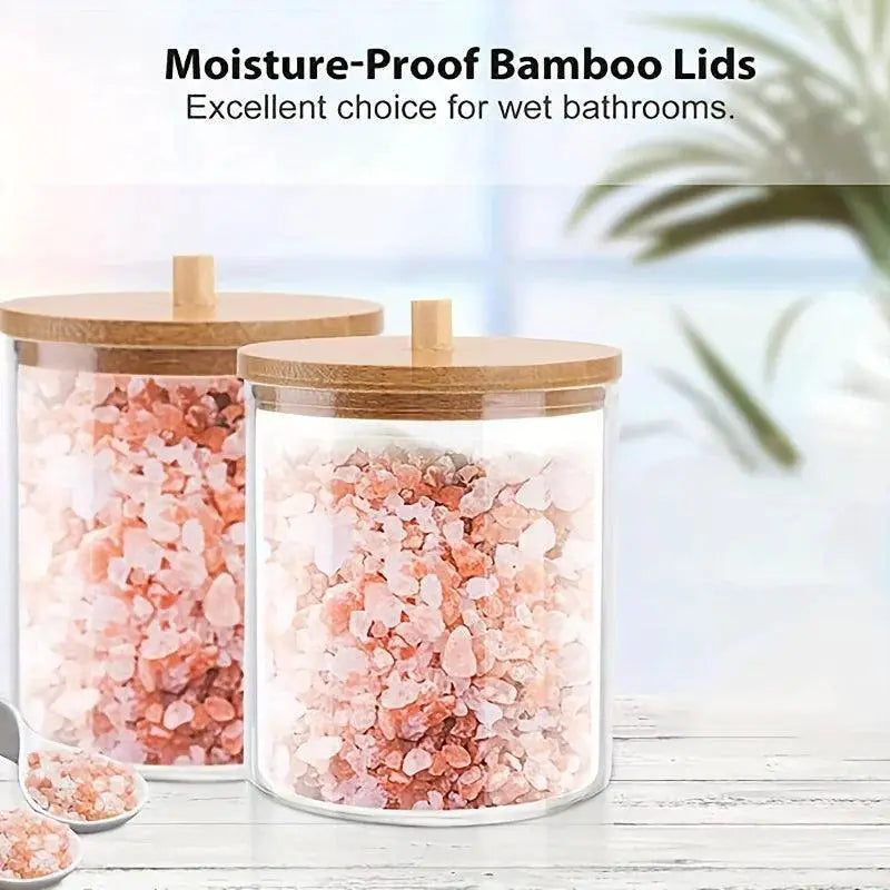 Bamboo Topped Acrylic Storage Organizer For Bathroom