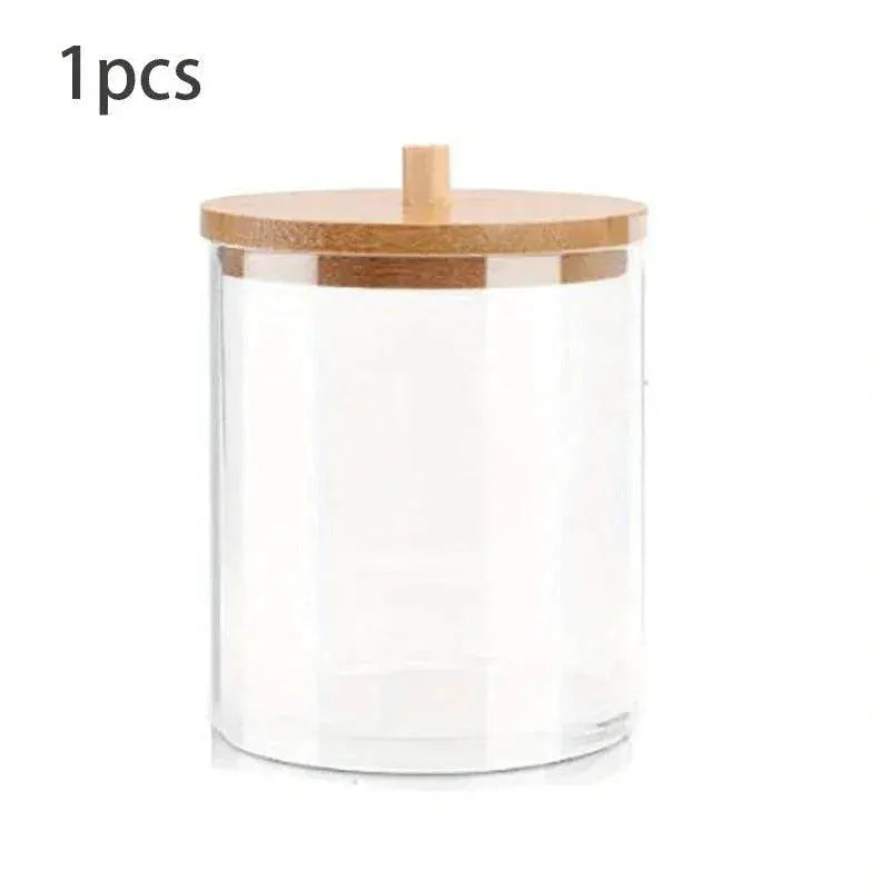 Bamboo Topped Acrylic Storage Organizer For Bathroom