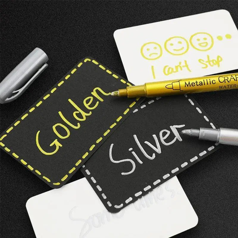Brush Metallic Marker Pens Set Gold Silver For Crafts