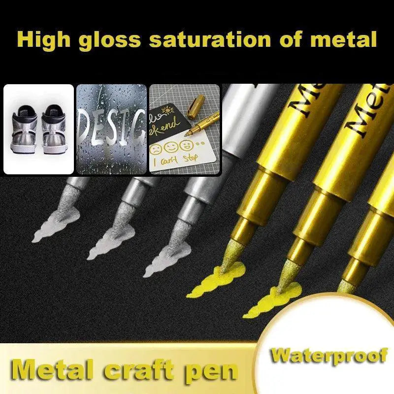 Brush Metallic Marker Pens Set Gold Silver For Crafts