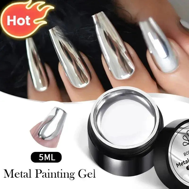 Metallic Gel Nail Polish Kit Gold Silver Mirror Effects