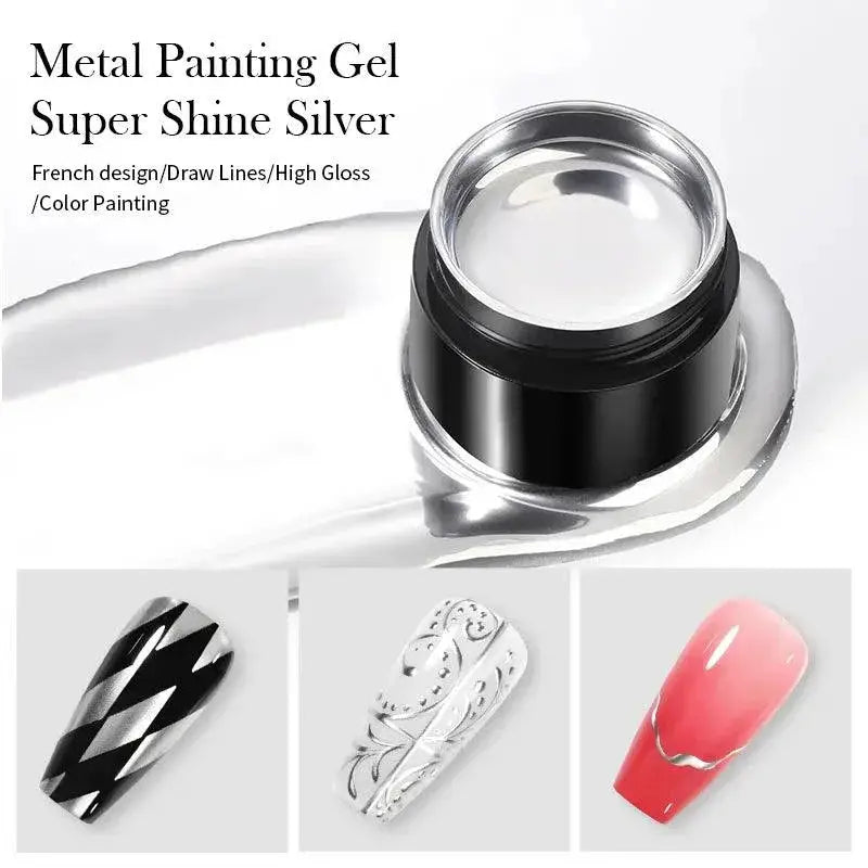 Metallic Gel Nail Polish Kit Gold Silver Mirror Effects