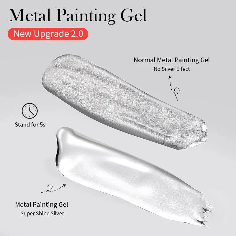 Metallic Gel Nail Polish Kit Gold Silver Mirror Effects