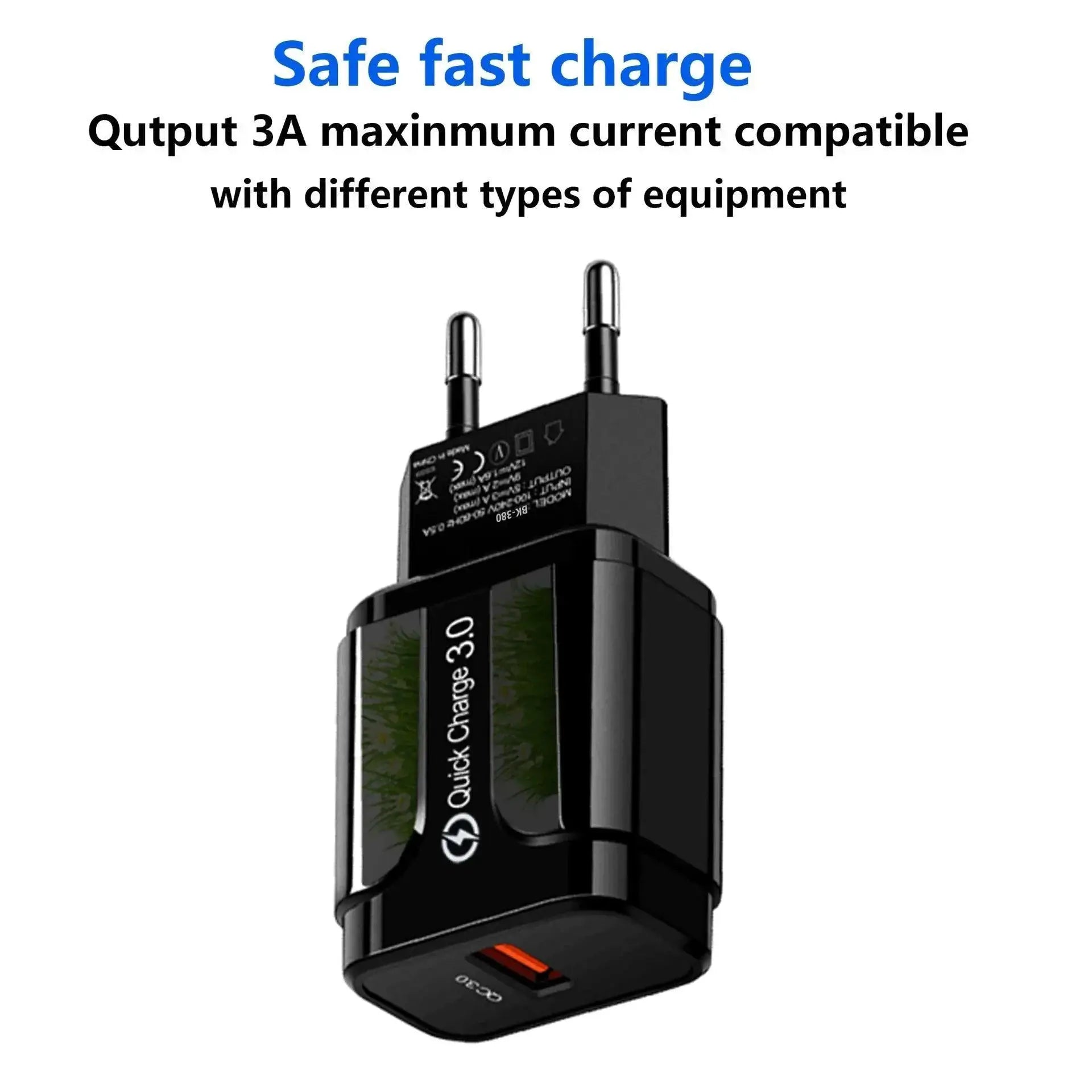 Rapid Charging LED Light EU Plug USB Adapter Fast Charger