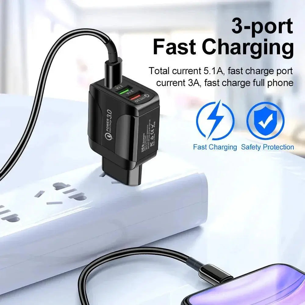 Rapid Charging LED Light EU Plug USB Adapter Fast Charger