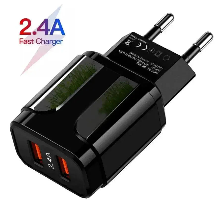 Rapid Charging LED Light EU Plug USB Adapter Fast Charger