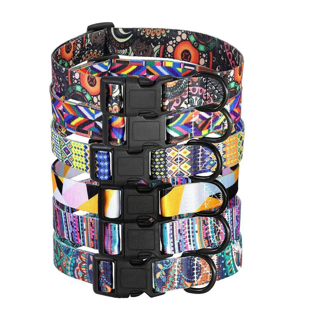 Floral Print Adjustable Dog Collar for All Breeds and Sizes