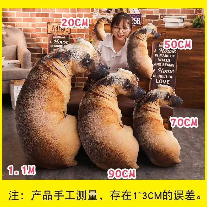 3D Dog Printed Throw Pillow Lifelike Animal Lover Cushion