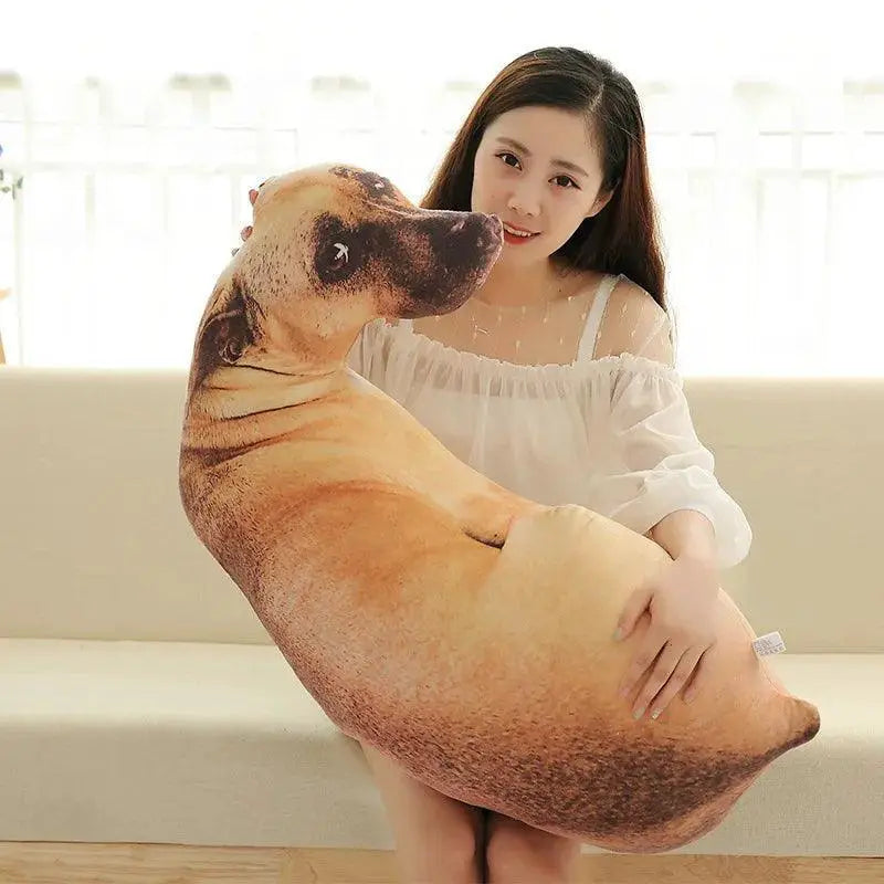 3D Dog Printed Throw Pillow Lifelike Animal Lover Cushion