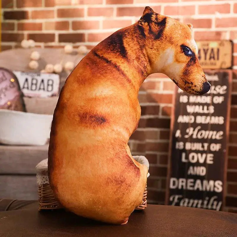 3D Dog Printed Throw Pillow Lifelike Animal Lover Cushion