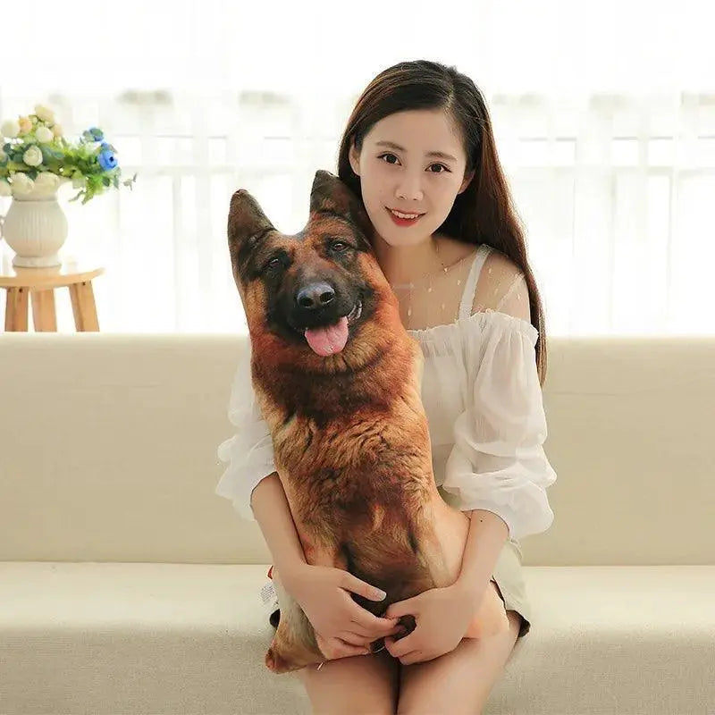 3D Dog Printed Throw Pillow Lifelike Animal Lover Cushion
