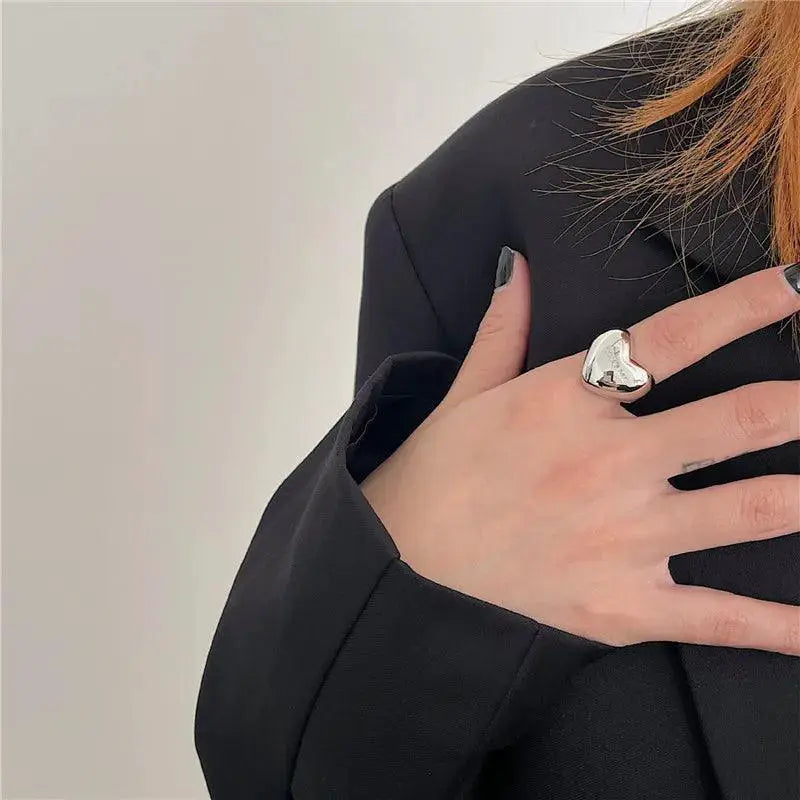 Elegant Heart Silver Ring for Women's Parties and Birthdays