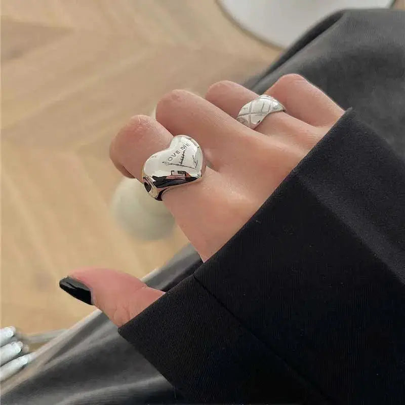 Elegant Heart Silver Ring for Women's Parties and Birthdays