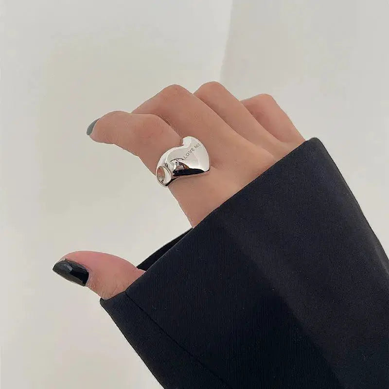 Elegant Heart Silver Ring for Women's Parties and Birthdays