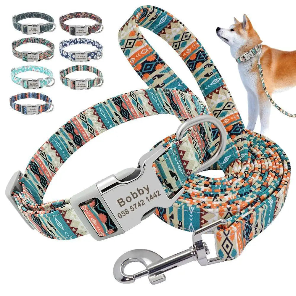 Reflective Nylon Dog Collar Set For Personalized Safety