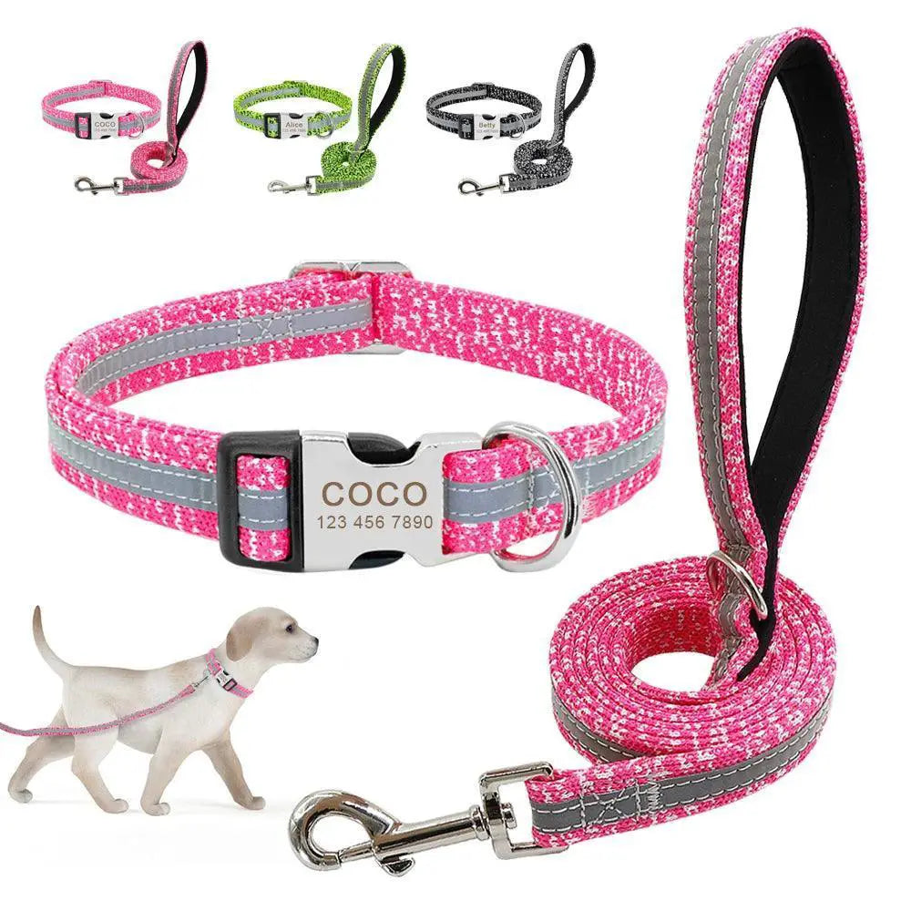 Reflective Nylon Dog Collar Set For Personalized Safety