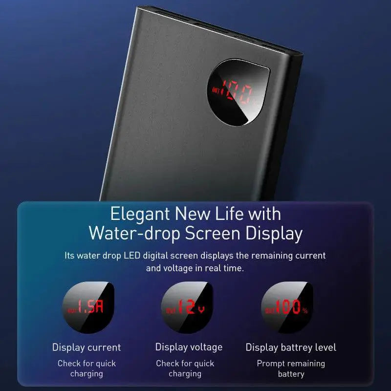 Baseus 10000mAh Fast Charging Power Bank for iPhone Xiaomi