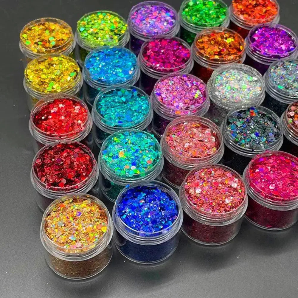 Dazzling Holographic Glitter Set 24 Colors Nail Art Kit