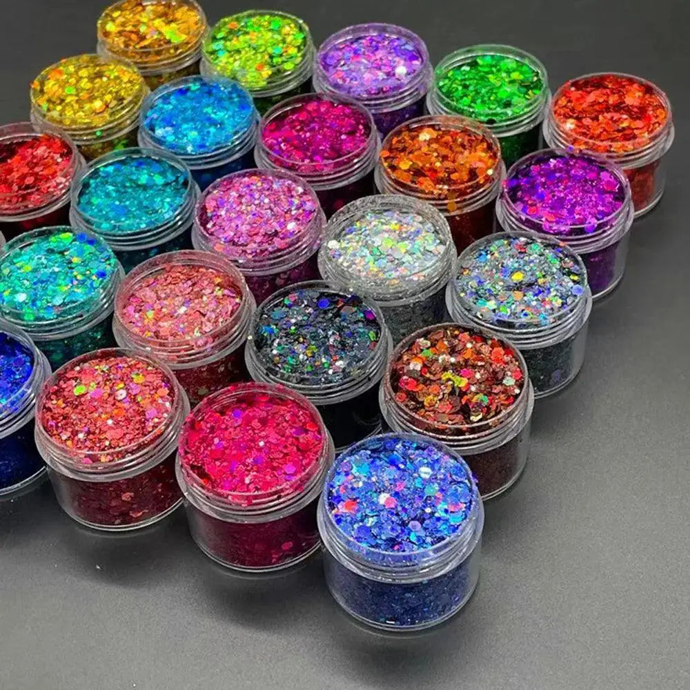 Dazzling Holographic Glitter Set 24 Colors Nail Art Kit