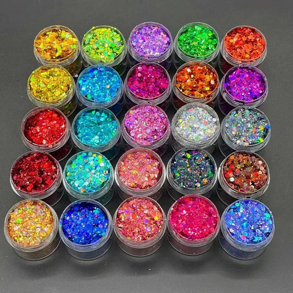 Dazzling Holographic Glitter Set 24 Colors Nail Art Kit