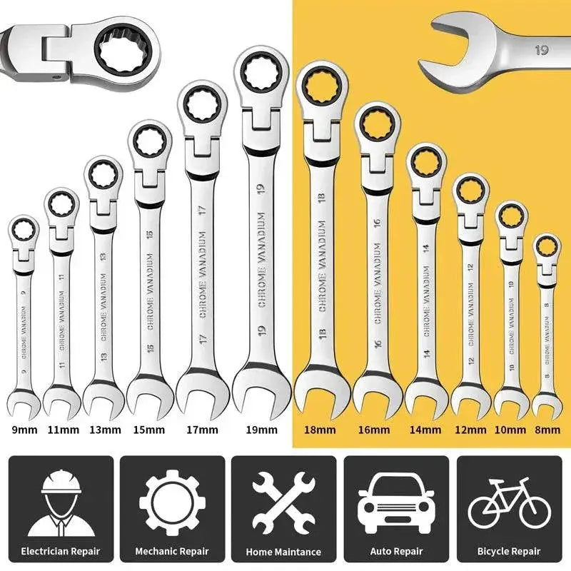Flex Head Ratchet Wrench Spanner Tool For Auto Repairs