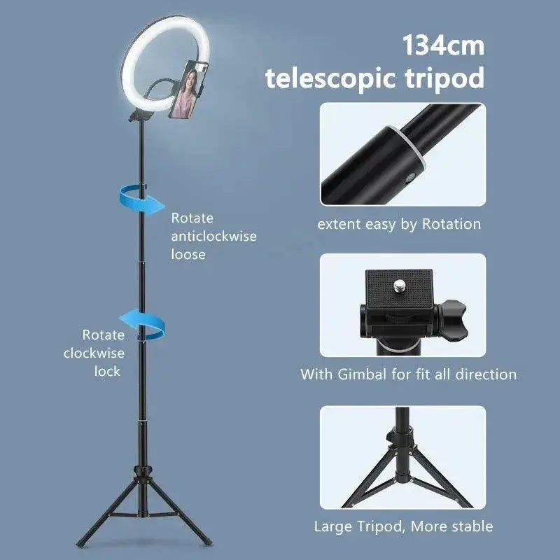 Ring Light Kit With Adjustable Tripod And Smartphone Holder