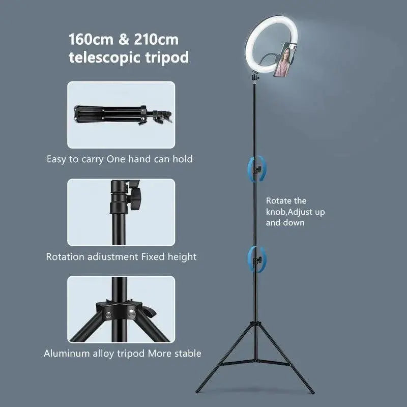 Ring Light Kit With Adjustable Tripod And Smartphone Holder