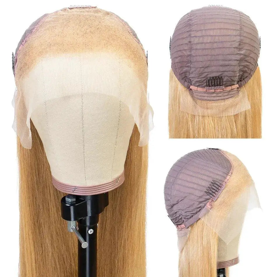 Honey Blonde Brazilian Straight Lace Front Wig 13x4 HD Lace