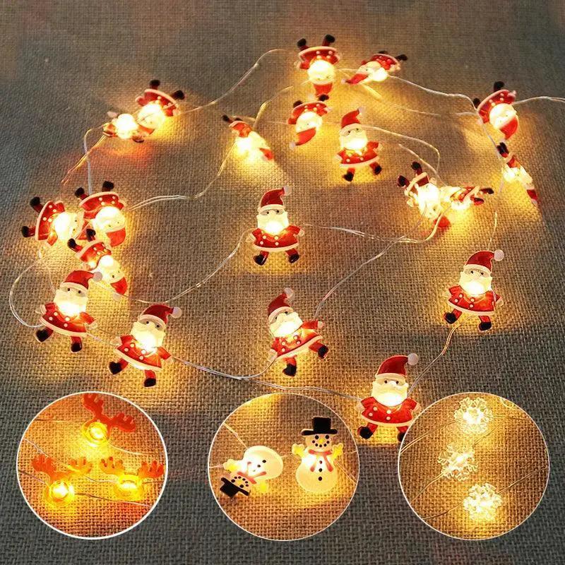Whimsical LED Santa Snowman Holiday Light Garland 2m