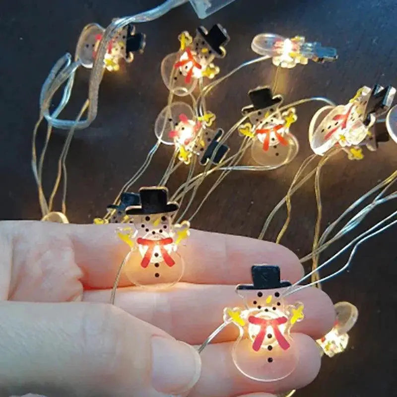 Whimsical LED Santa Snowman Holiday Light Garland 2m