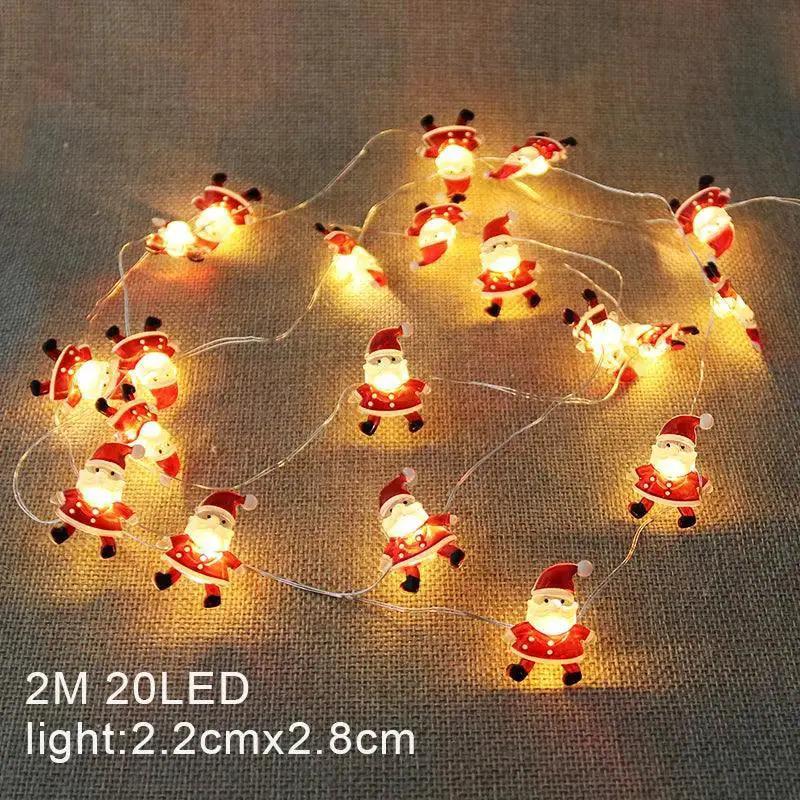 Whimsical LED Santa Snowman Holiday Light Garland 2m