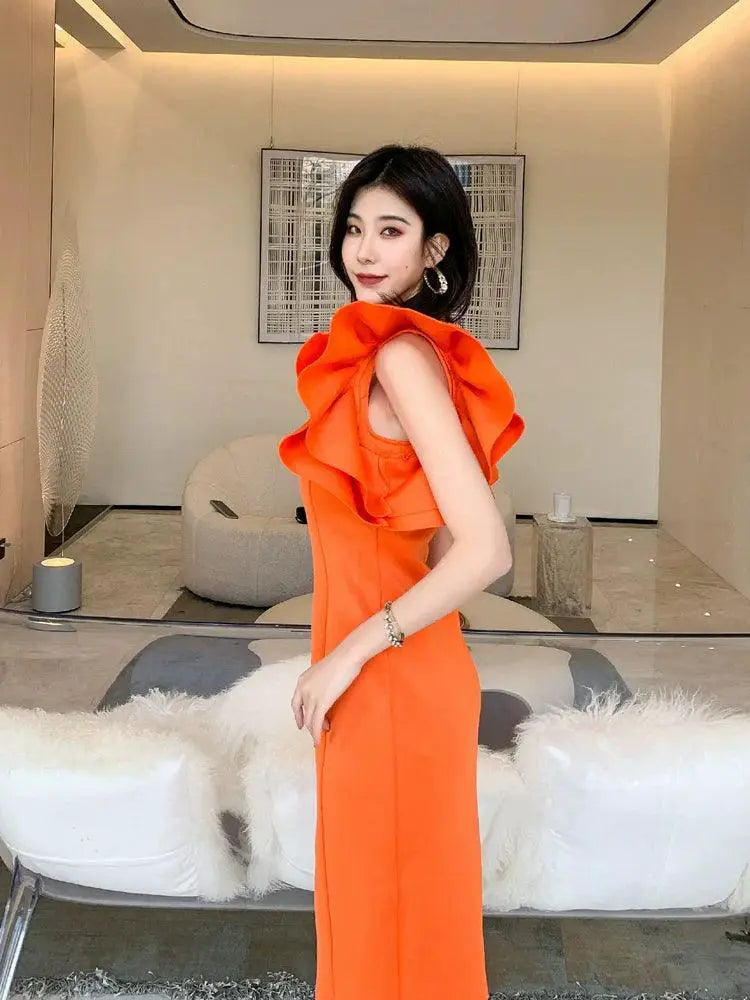 Dollytang Slim Fit Host Dress Elegant Retro Style Sleeves